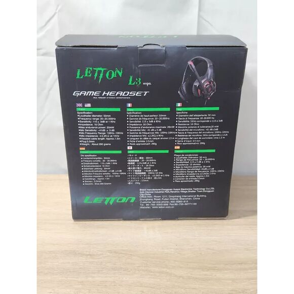 NIB- Letton L3 Gaming Headset Black/Red Multimedia Stereo Headphones - Picture 10 of 11